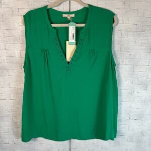 TK Women's Blouse Kelley Green sleeveless Gromit & roping summer feminine preppy
